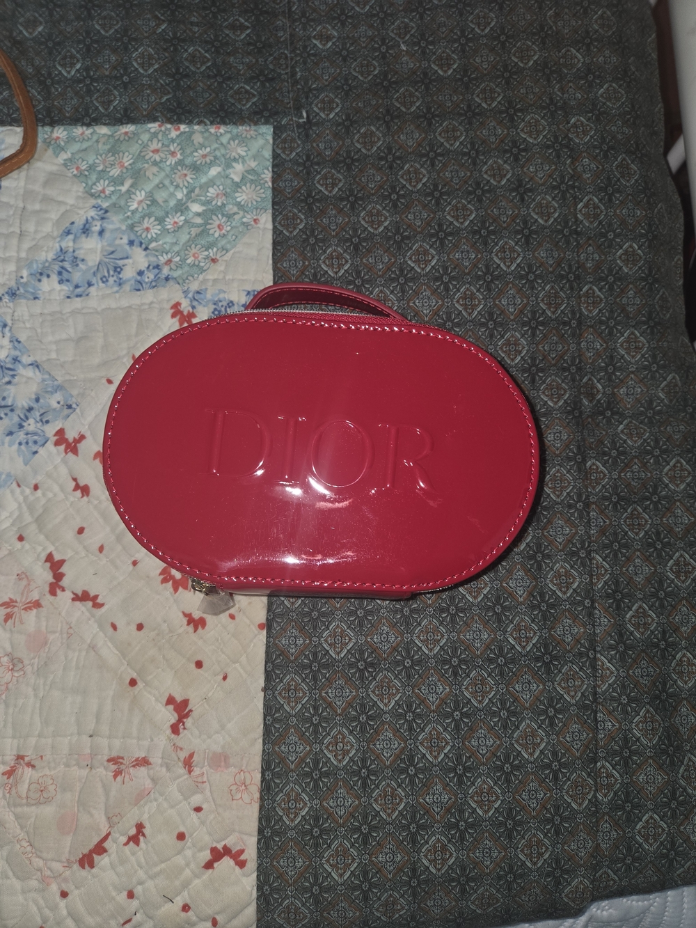 Dior Patent Leather Pink Oval Cosmetic Case